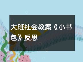 大班社會(huì)教案《小書(shū)包》反思