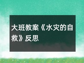 大班教案《水災的自救》反思