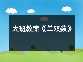 大班教案《單雙數(shù)》
