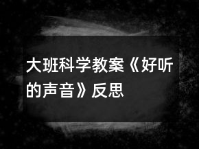 大班科學(xué)教案《好聽(tīng)的聲音》反思