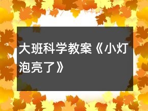 大班科學教案《小燈泡亮了》