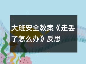 大班安全教案《走丟了怎么辦》反思