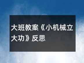 大班教案《小機(jī)械立大功》反思