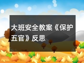 大班安全教案《保護(hù)五官》反思