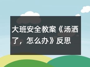 大班安全教案《湯灑了，怎么辦》反思