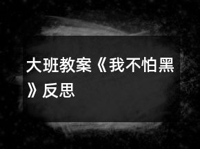大班教案《我不怕黑》反思