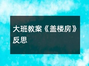 大班教案《蓋樓房》反思