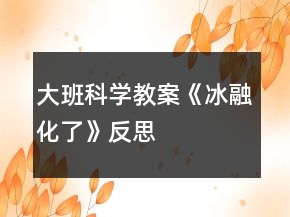 大班科學(xué)教案《冰融化了》反思