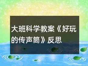 大班科學教案《好玩的傳聲筒》反思