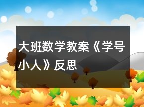 大班數(shù)學(xué)教案《學(xué)號小人》反思