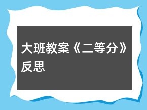 大班教案《二等分》反思