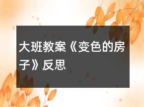 大班教案《變色的房子》反思