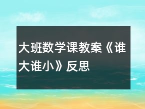 大班數(shù)學(xué)課教案《誰大誰小》反思