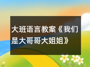 大班語(yǔ)言教案《我們是大哥哥大姐姐》反思