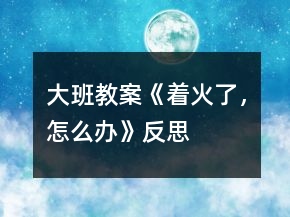大班教案《著火了，怎么辦》反思