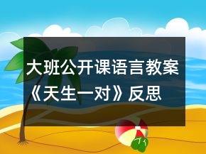 大班公開(kāi)課語(yǔ)言教案《天生一對(duì)》反思