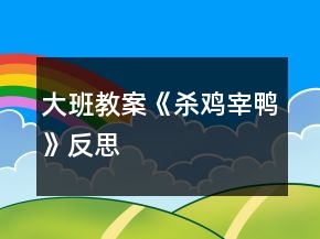 大班教案《殺雞宰鴨》反思