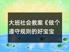 大班社會(huì)教案《做個(gè)遵守規(guī)則的好寶寶》反思