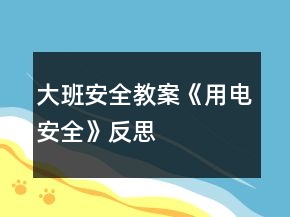 大班安全教案《用電安全》反思