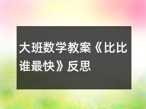 大班數(shù)學(xué)教案《比比誰最快》反思