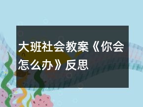 大班社會(huì)教案《你會(huì)怎么辦》反思