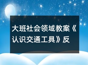 大班社會領(lǐng)域教案《認識交通工具》反思