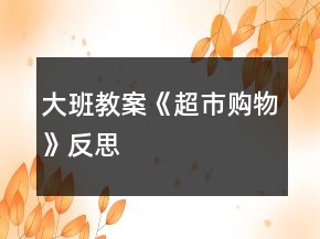 大班教案《超市購(gòu)物》反思