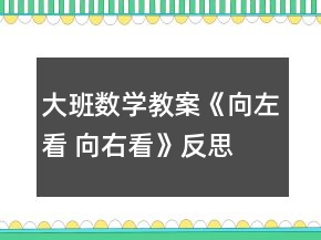 大班數(shù)學教案《向左看 向右看》反思