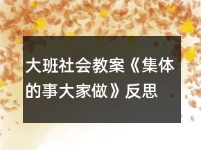 大班社會(huì)教案《集體的事大家做》反思