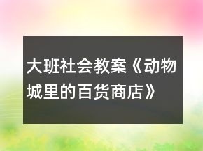 大班社會(huì)教案《動(dòng)物城里的百貨商店》反思