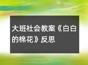 大班社會教案《白白的棉花》反思