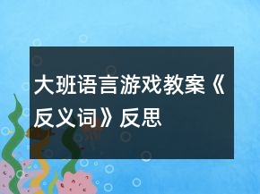 大班語言游戲教案《反義詞》反思
