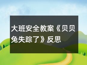 大班安全教案《貝貝兔失蹤了》反思