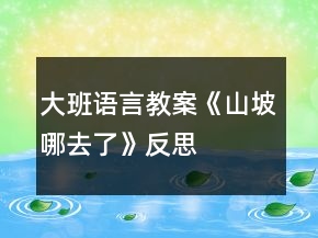 大班語言教案《山坡哪去了》反思