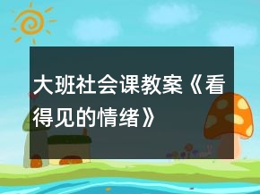 大班社會課教案《看得見的情緒》