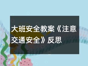 大班安全教案《注意交通安全》反思