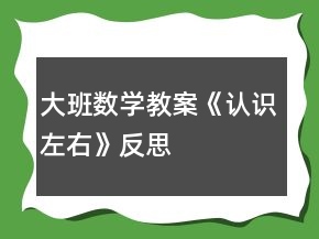 大班數(shù)學(xué)教案《認(rèn)識(shí)左右》反思