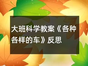 大班科學(xué)教案《各種各樣的車》反思