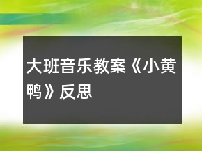 大班音樂教案《小黃鴨》反思