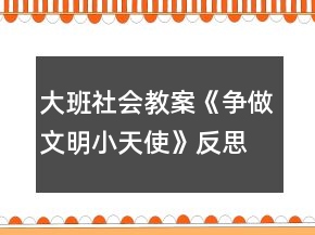 大班社會(huì)教案《爭做文明小天使》反思