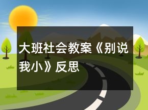 大班社會(huì)教案《別說我小》反思