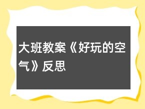 大班教案《好玩的空氣》反思