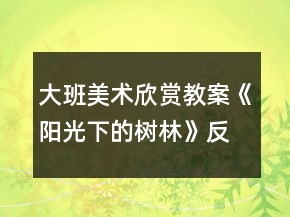 大班美術(shù)欣賞教案《陽(yáng)光下的樹林》反思