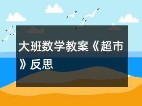 大班數(shù)學(xué)教案《超市》反思
