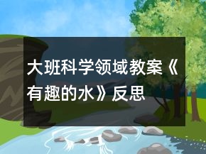大班科學(xué)領(lǐng)域教案《有趣的水》反思