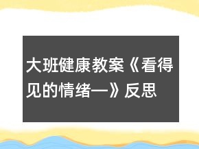 大班健康教案《看得見的情緒―》反思