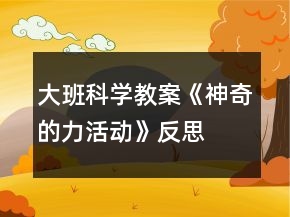 大班科學(xué)教案《神奇的力活動》反思