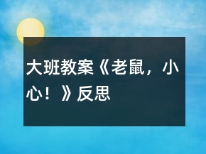 大班教案《老鼠，小心！》反思