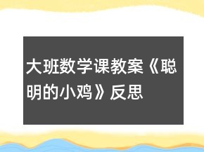 大班數(shù)學(xué)課教案《聰明的小雞》反思