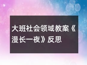 大班社會領(lǐng)域教案《漫長一夜》反思